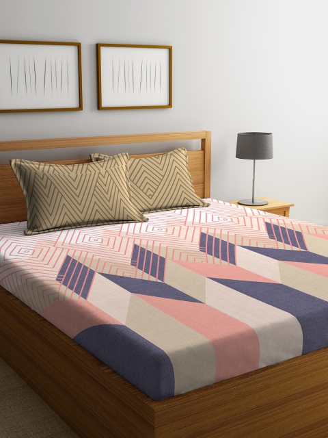 

Portico New York Multicoloured Striped 144 TC Cotton 1 King Bedsheet with 2 Pillow Covers, Multi