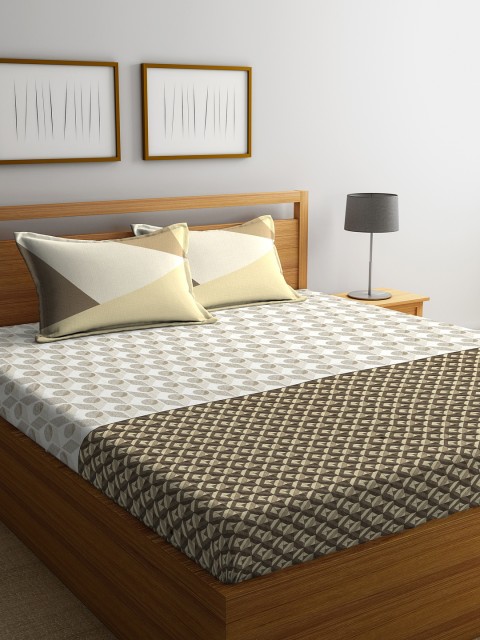 

Portico New York Multicoloured Geometric 144 TC Cotton 1 King Bedsheet with 2 Pillow Covers, Multi