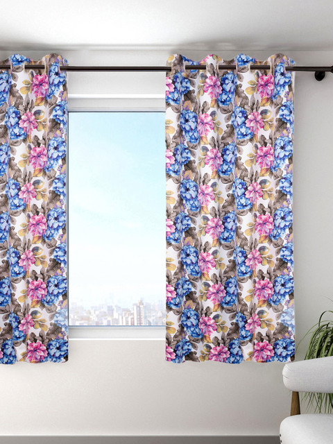 

HOUZZCODE Blue & Pink Set of Single Curtain