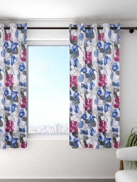 

HOUZZCODE Blue & Pink Single Curtain, Multi
