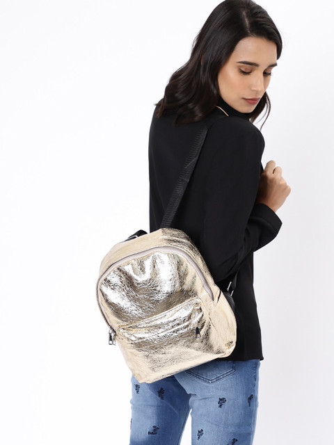 

Ayesha Women Gold-Toned Textured Backpack