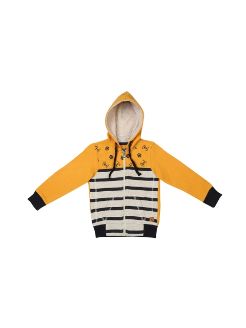 

Allen Solly Junior Boys Yellow Striped Hooded Sweatshirt