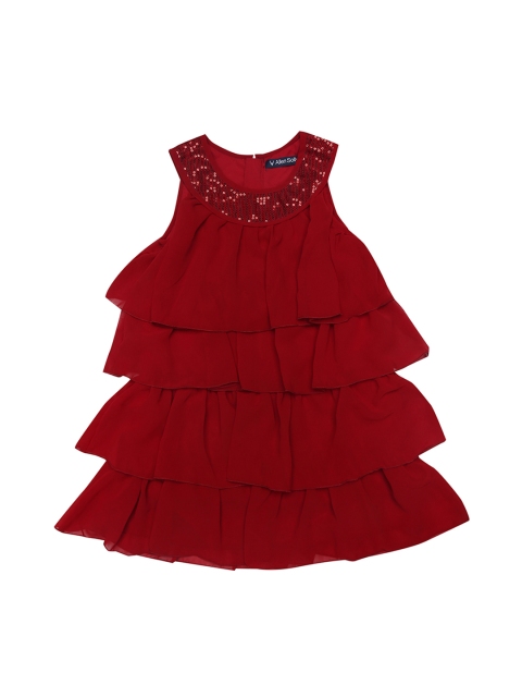 

Allen Solly Junior Girls Maroon Solid A-Line Dress
