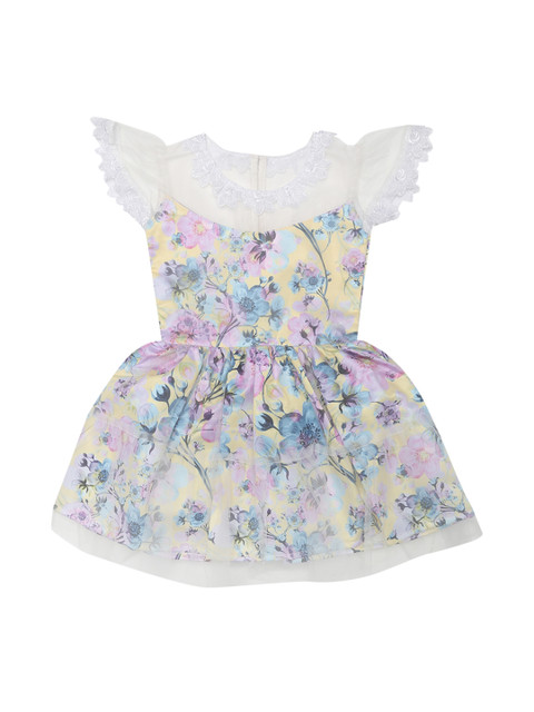 

Allen Solly Junior Girls White Floral Printed Fit and Flare Dress