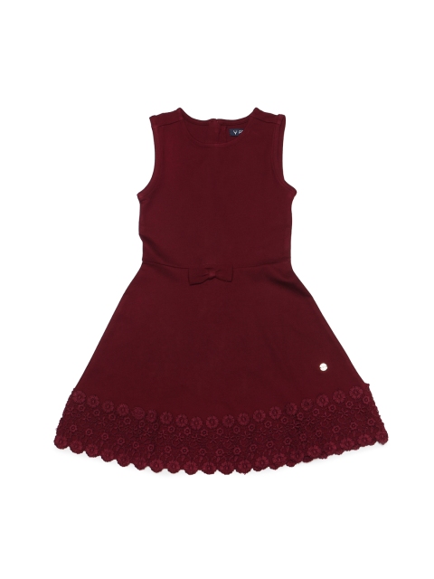 

Allen Solly Junior Girls Maroon Solid Fit and Flare Dress