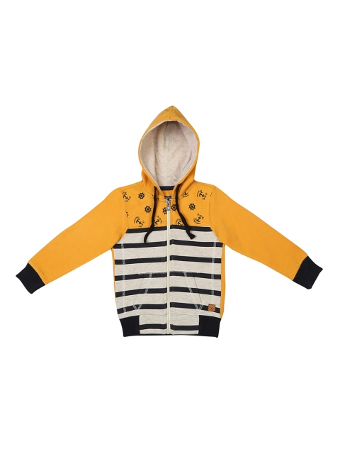 

Allen Solly Junior Boys Yellow & Beige Striped Hooded Sweatshirt