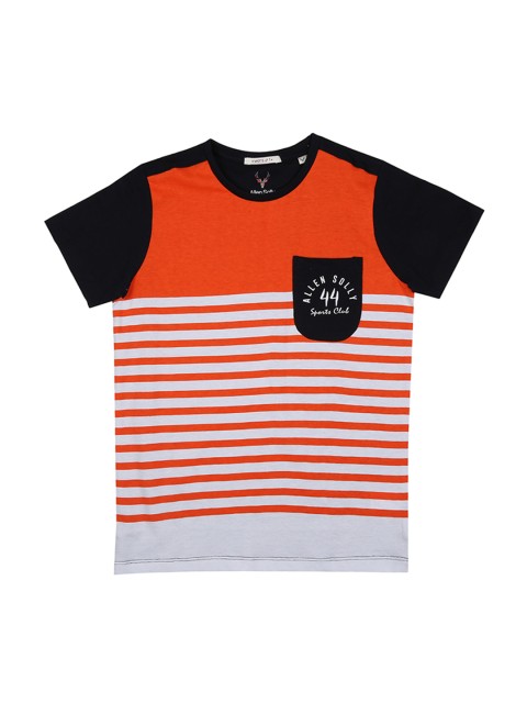 

Allen Solly Junior Boys Black & Red Striped Round Neck T-shirt