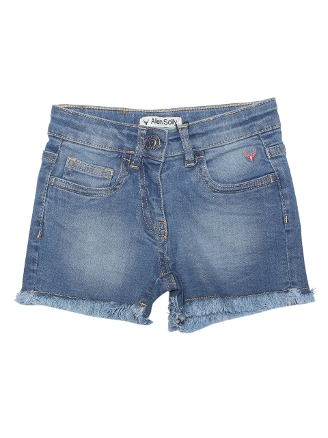 

Allen Solly Junior Girls Blue Washed Regular Fit Denim Shorts