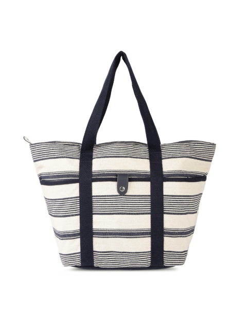 

Accessorize Navy Blue & Off-White Striped Oversized Shoulder Bag