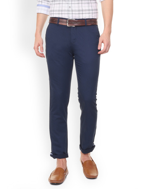 

Van Heusen Sport Men Navy Blue Slim Fit Solid Regular Trousers