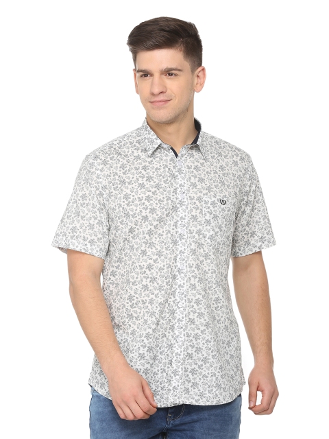 

Van Heusen Sport Men White & Grey Slim Fit Printed Casual Shirt