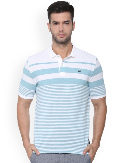 

Van Heusen Sport Men Blue Striped Polo Collar T-shirt