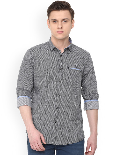 

Van Heusen Sport Men Grey & Black Slim Fit Printed Casual Shirt
