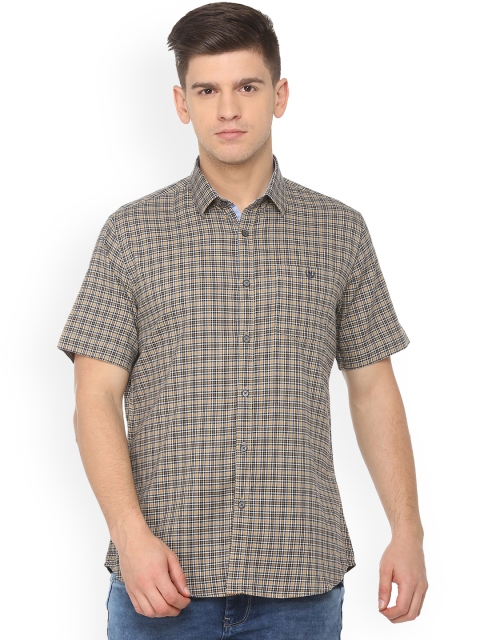 

Van Heusen Sport Men Black & Beige Slim Fit Checked Casual Shirt