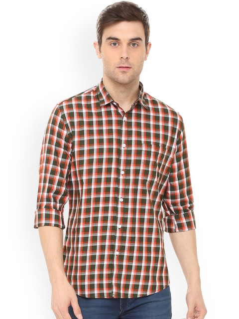 

Van Heusen Sport Men Green & Orange Slim Fit Checked Casual Shirt