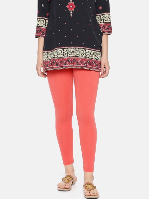 

Alena Women Coral Red Solid Ankle Length Leggings