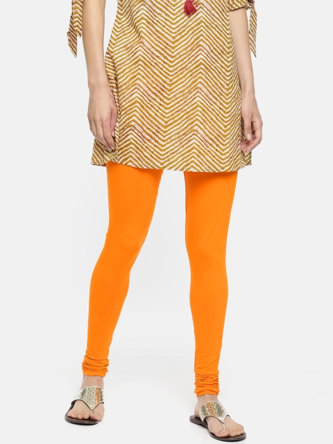 

Alena Women Orange Solid Churidar-Length Leggings