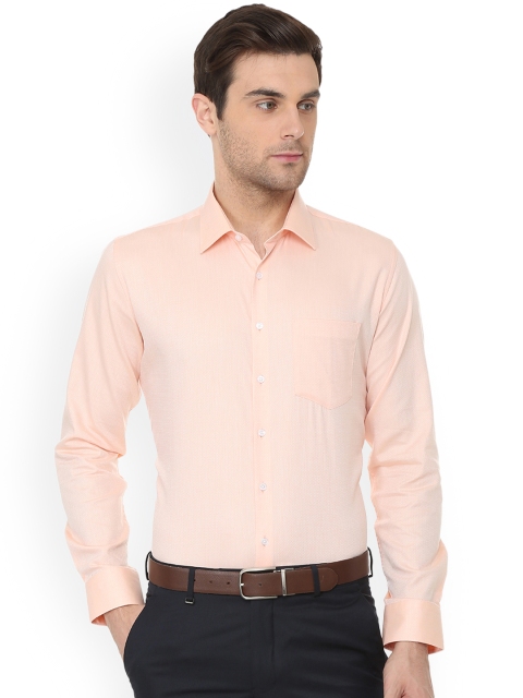 

Van Heusen Men Peach-Coloured Slim Fit Self Design Formal Shirt