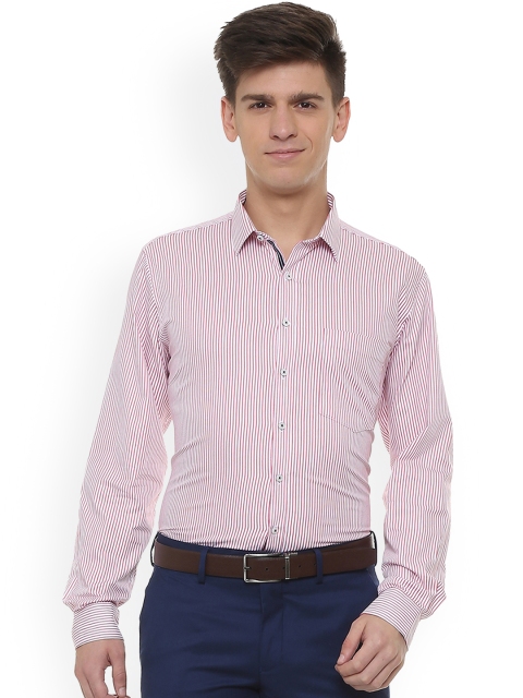 

Van Heusen Men Pink & White Regular Fit Striped Formal Shirt