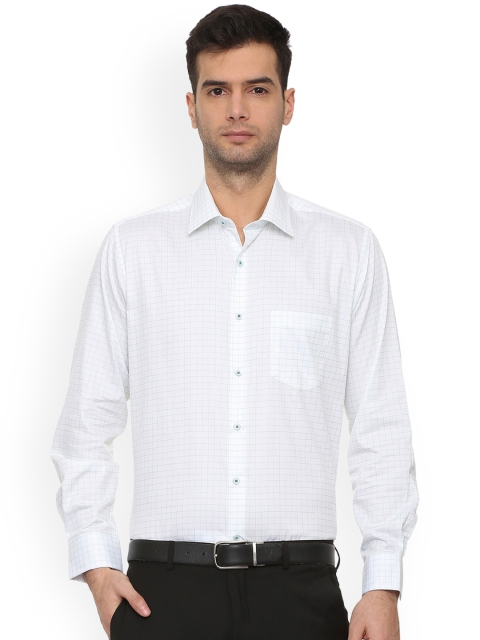 

Van Heusen Men White & Green Regular Fit Checked Formal Shirt