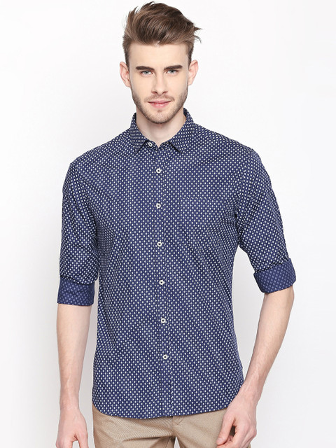 

BYFORD by Pantaloons Men Blue Slim Fit Printed Casual Shirt