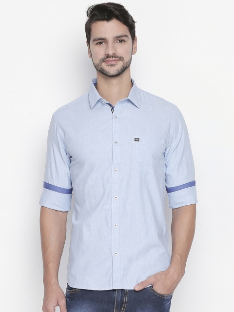 

BYFORD by Pantaloons Men Blue Slim Fit Solid Casual Shirt