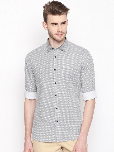 

BYFORD by Pantaloons Men Grey Slim Fit Printed Casual Shirt