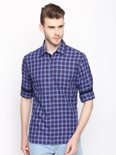 

BYFORD by Pantaloons Men Blue Slim Fit Checked Casual Shirt