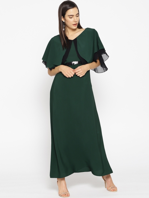 

Cottinfab Women Green Solid Maxi Dress