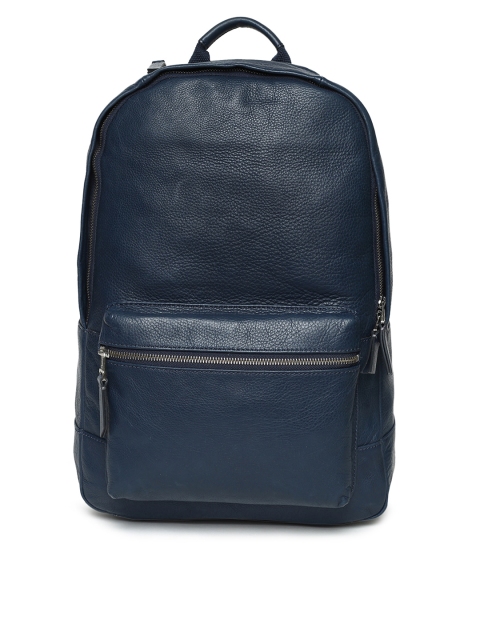 

Fossil Men Navy Blue Solid Leather Backpack