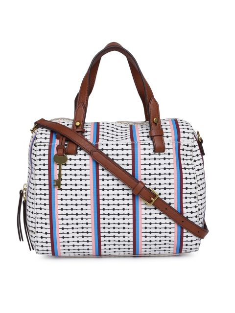 

Fossil White Printed Handheld Bag