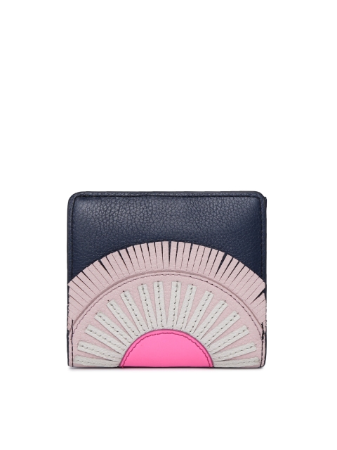 

Fossil Women Navy Blue & Pink Self Design Two Fold Wallet