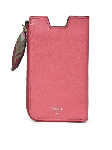 

Fossil Women Pink Solid Leather Passport Holder