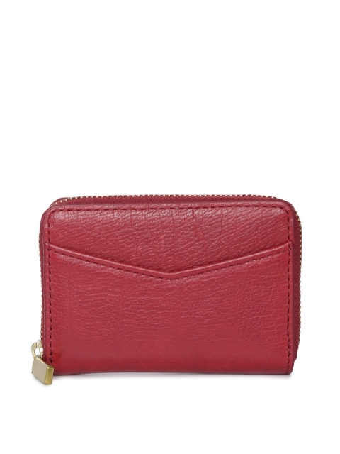 

Fossil Women Red Solid Zip Around Leather Wallet