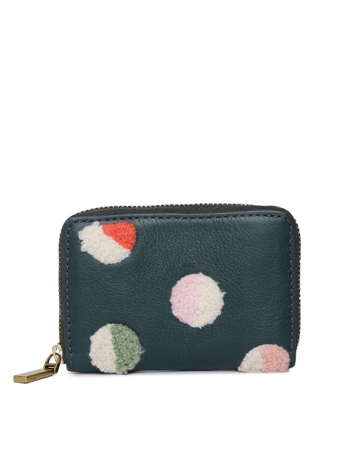 

Fossil Green Leather Self Design Clutch