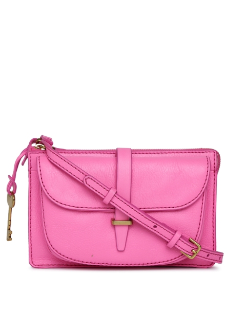 

Fossil Pink Solid Leather Sling Bag