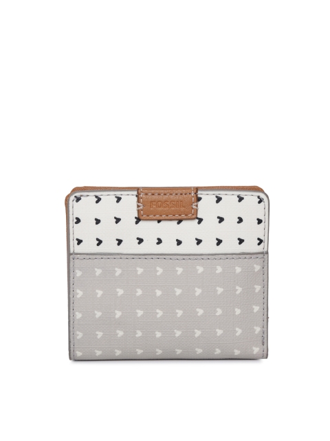 

Fossil Women Grey Printed Two Fold Wallet