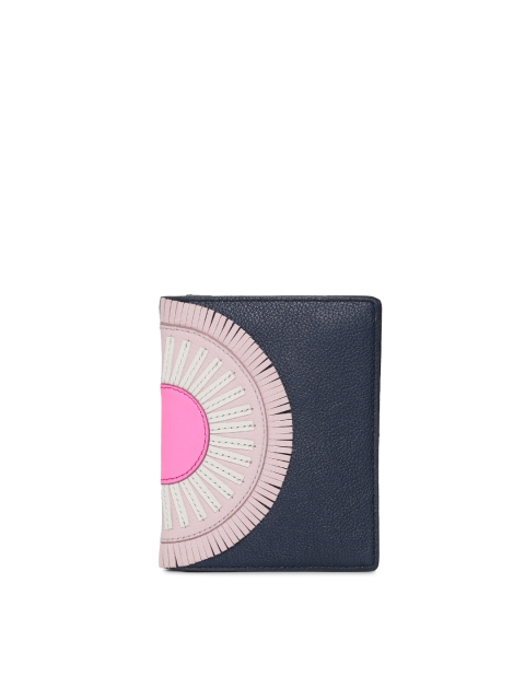 

Fossil Women Navy Blue Self Design Two Fold Wallet