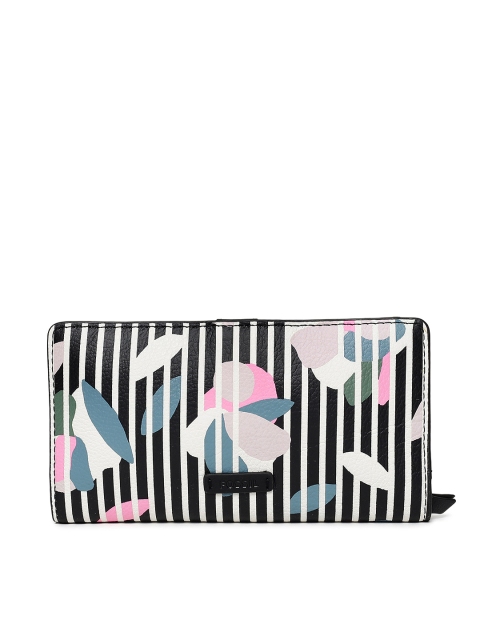 

Fossil Women Black & White Striped Two Fold Wallet