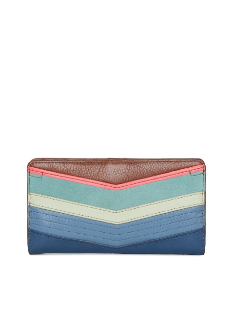 

Fossil Women Multicoloured Colourblocked Leather Two Fold Wallet, Multi