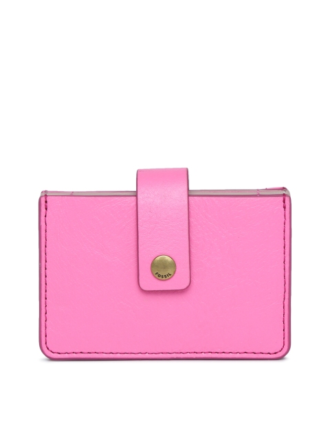 

Fossil Women Pink Solid Zip Around Wallet