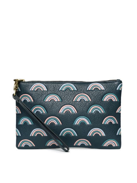 

Fossil Women Teal Printed Zip Around Wallet