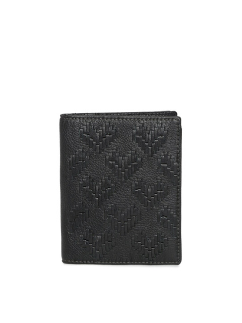 

Fossil Women Black Textured Leather Two Fold Wallet