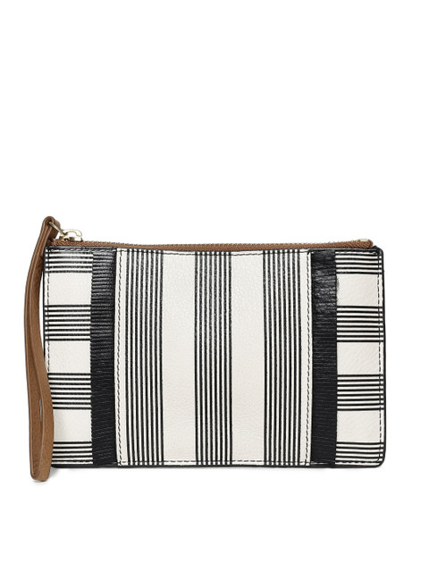 

Fossil White & Black Leather Striped Purse