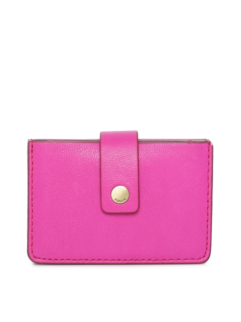 

Fossil Women Pink Leather Solid Card Holder
