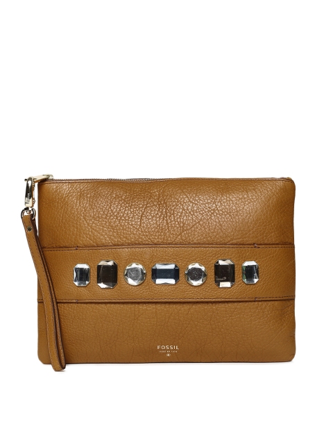 

Fossil Women Camel Brown Solid Zip Around Wallet