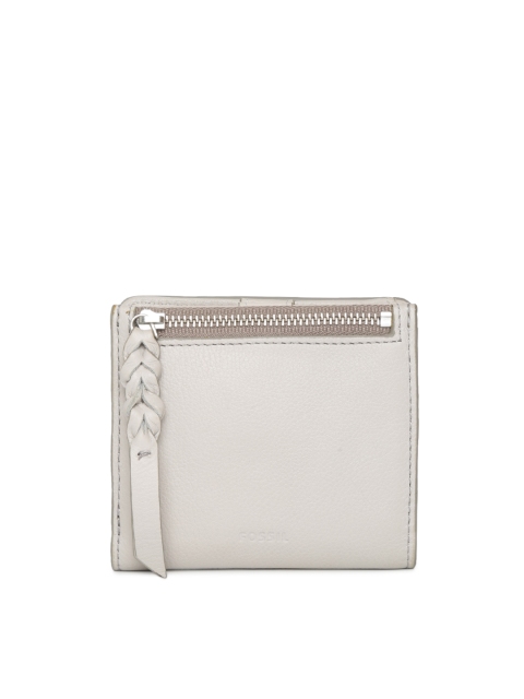 

Fossil Women Grey Solid Leather Two Fold Wallet