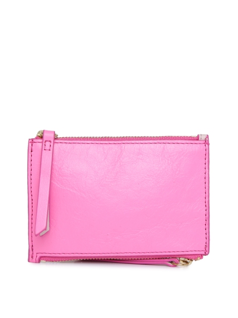 

Fossil Women Pink Solid Leather Card Holder