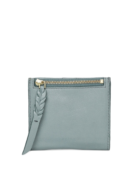 

Fossil Women Blue Solid Leather Two Fold Wallet