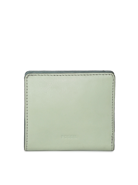 

Fossil Women Green Solid Two Fold Leather Wallet